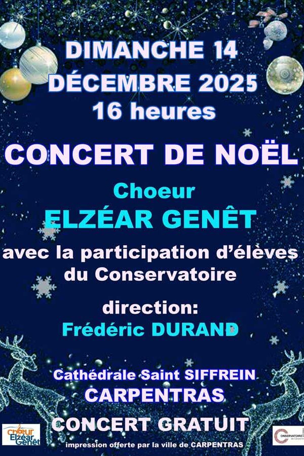 affiche concert de noël 2025 choeur elzear genet